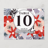 Whimsical Floral Fall Wedding Table Number Kaarten (Voorkant)