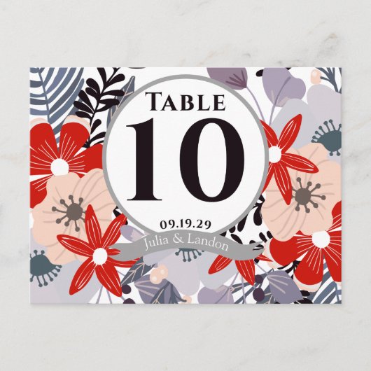 Whimsical Floral Fall Wedding Table Number Kaarten (Voorkant)
