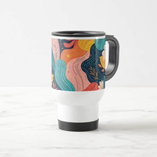 Whimsical Floral Flow Mug Reisbeker (Voorkant rechts)