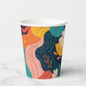 Whimsical Floral Flow Paper cup Papieren Bekers (Achterkant)