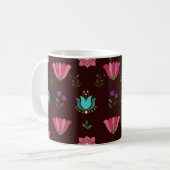 Whimsical Floral Folk Art Coffee Mok (Voorkant links)
