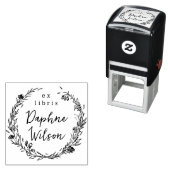 Whimsical Floral Frame Calligraphy Ex Libris Book Zelfinktende Stempel (In situ)