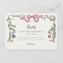 Whimsical Floral Frans register Invite Insert Informatiekaartje