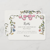 Whimsical Floral Frans register Invite Insert Informatiekaartje (Voorkant / Achterkant)