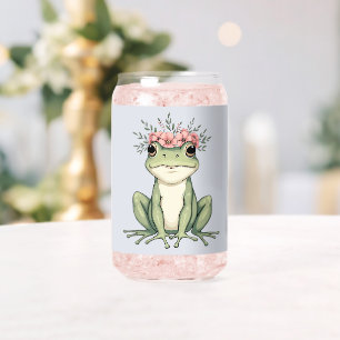 Whimsical Floral Frog Cottagecore Art Blikvorm Glas