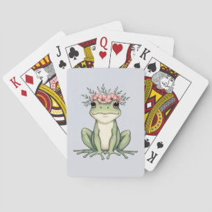 Whimsical Floral Frog Cottagecore Art Pokerkaarten