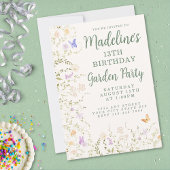 Whimsical Floral Garden Party Verjaardag Kaart