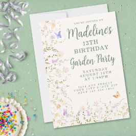 Whimsical Floral Garden Party Verjaardag Kaart
