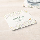 Whimsical Floral Garden Party Verjaardag Kartonnen Onderzetters (Gebogen)