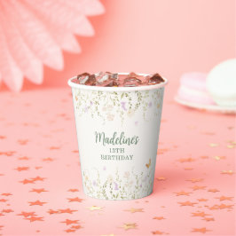 Whimsical Floral Garden Party Verjaardag Papieren Bekers