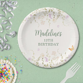 Whimsical Floral Garden Party Verjaardag Papieren Bordje