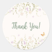 Whimsical Floral Garden Party Verjaardag Ronde Sticker (Voorkant)