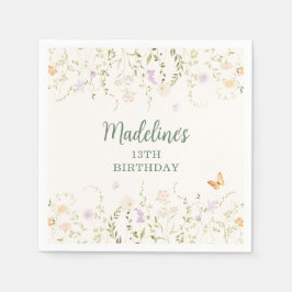 Whimsical Floral Garden Party Verjaardag Servet