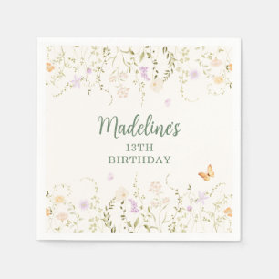 Whimsical Floral Garden Party Verjaardag Servet