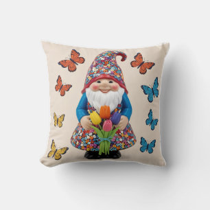 Whimsical Floral Gnome Landschap: Moederdag Kussen
