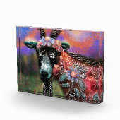 Whimsical Floral Goat Boerderij Animal Floral Peac Fotoblokken (Rechts)