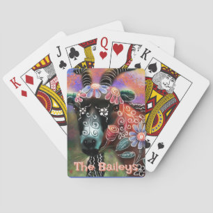 Whimsical Floral Goat Boerderij Animal Personalize Pokerkaarten