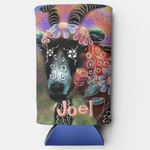Whimsical Floral Goat Boerderij Animal Personalize Seltzer Blikjeskoeler