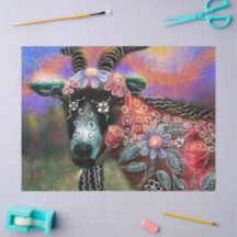 Whimsical Floral Goat Boerderij Peach Decoupage