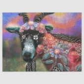 Whimsical Floral Goat Boerderij Peach Decoupage Tissuepapier (Voorkant)