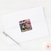 Whimsical Floral Goat Steenbok Gepersonaliseerd Vierkante Sticker (Envelop)