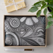 Whimsical Floral Grijswaarden Zwart Wit Decoupage Tissuepapier (Geschenk)