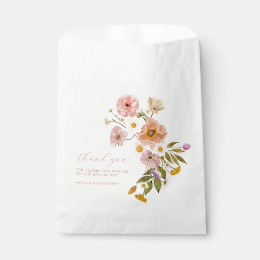 Whimsical floral Guntzakken, Bohemian Flowers Bedankzakje (Voorkant)