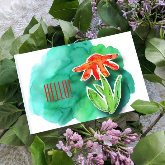 Whimsical Floral Hallo Green Waterverf Briefkaart