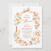 Whimsical Floral Hand Drawn Bow Fall Bridal Shower Kaart (Voorkant)