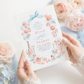 Whimsical Floral Hand Drawn Bow Rehearsal Dinner Kaart