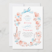 Whimsical Floral Hand Drawn Bow Rehearsal Dinner Kaart (Voorkant)