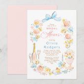 Whimsical Floral Hand Drawn Chic Bow Bridal Shower Kaart (Voorkant / Achterkant)