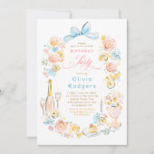 Whimsical Floral Hand Drawn Coquette Bow Birthday Kaart (Voorkant)