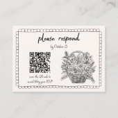 Whimsical Floral Hand Drawn Vrijgezellenfeest QR-c Informatiekaartje (Voorkant)