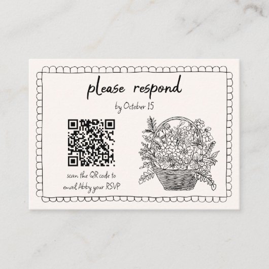 Whimsical Floral Hand Drawn Vrijgezellenfeest QR-c Informatiekaartje (Voorkant)