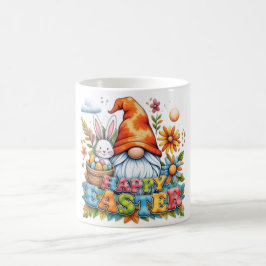 Whimsical Floral Happy Easter Gnome en Bunny Koffiemok