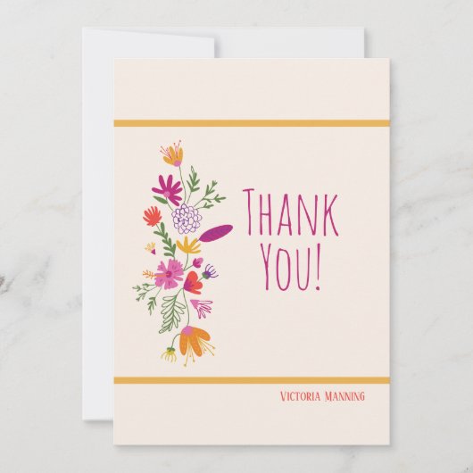 Whimsical Floral Hartelijk dank Kaart (Voorkant)