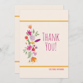 Whimsical Floral Hartelijk dank Kaart (Voorkant / Achterkant)