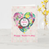 Whimsical Floral Heart Best Mam Ever Moederdag Kaart (Gele Bloem)