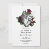 Whimsical Floral Heart Halloween Gothic Wedding Kaart (Voorkant)