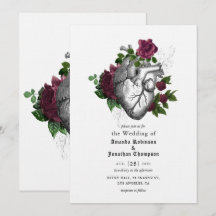 Whimsical Floral Heart Halloween Gothic Wedding