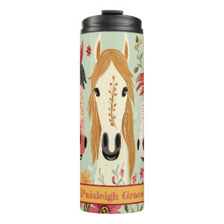 Whimsical Floral Horse Design Thermosbeker