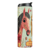 Whimsical Floral Horse Design Thermosbeker (Gedraaid links)