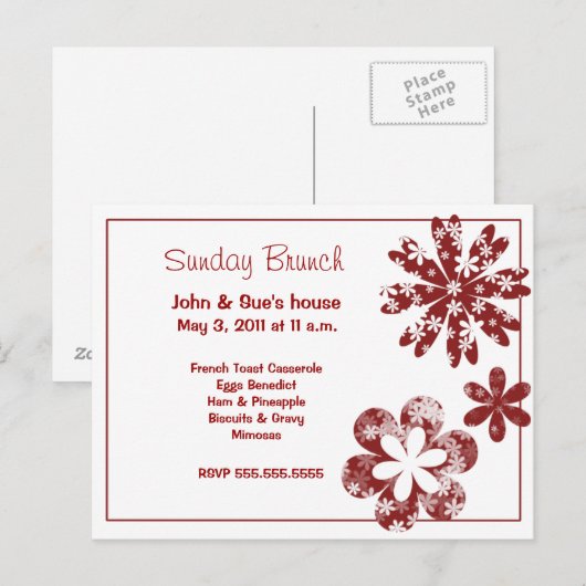 Whimsical Floral Invites Uitnodiging Briefkaart (Voorkant / Achterkant)