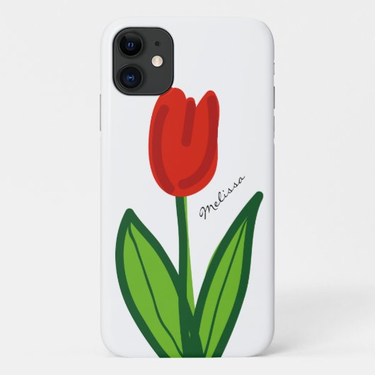 Whimsical floral iPhone case met rode tullbloem (Achterkant)