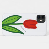 Whimsical floral iPhone case met rode tullbloem (Achterkant (horizontaal))