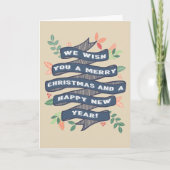 Whimsical Floral-kerstbanner Feestdagen Kaart (Voorkant)