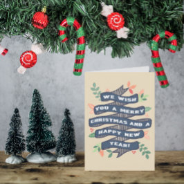 Whimsical Floral-kerstbanner Feestdagen Kaart