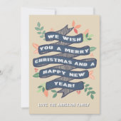 Whimsical Floral-kerstbanner Feestdagenkaart (Voorkant)