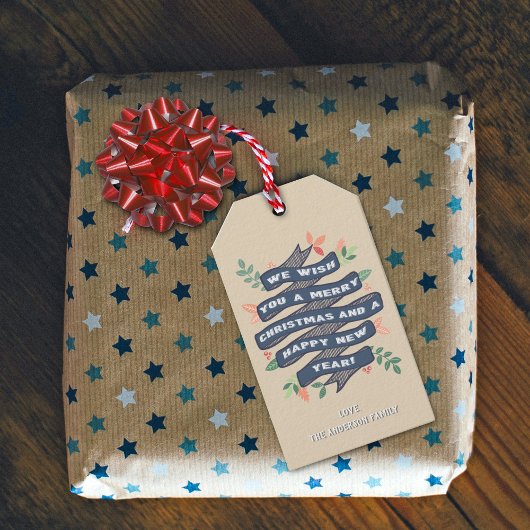 Whimsical Floral kerstbanner Holiday Cadeaulabel